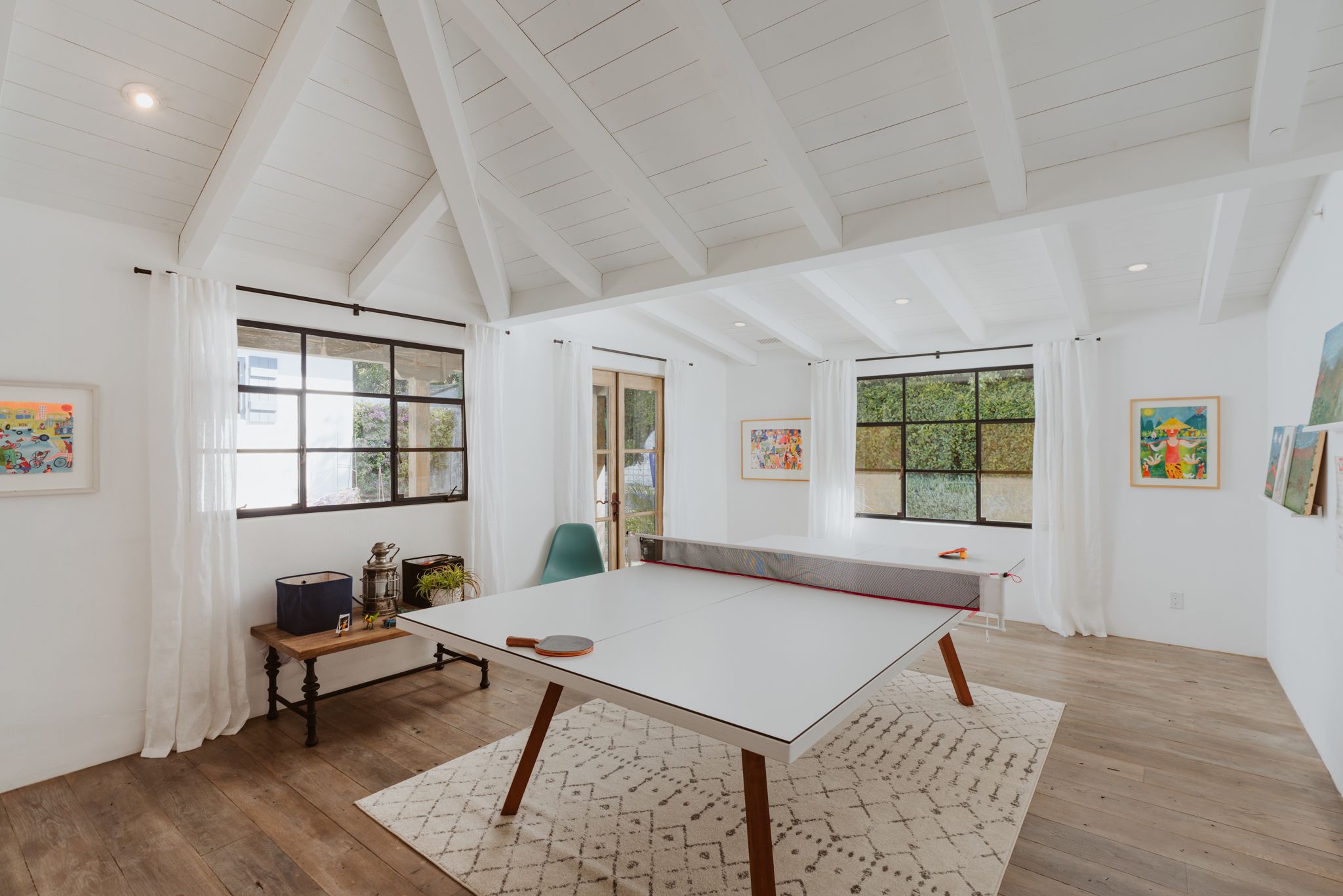 room with ping pong table