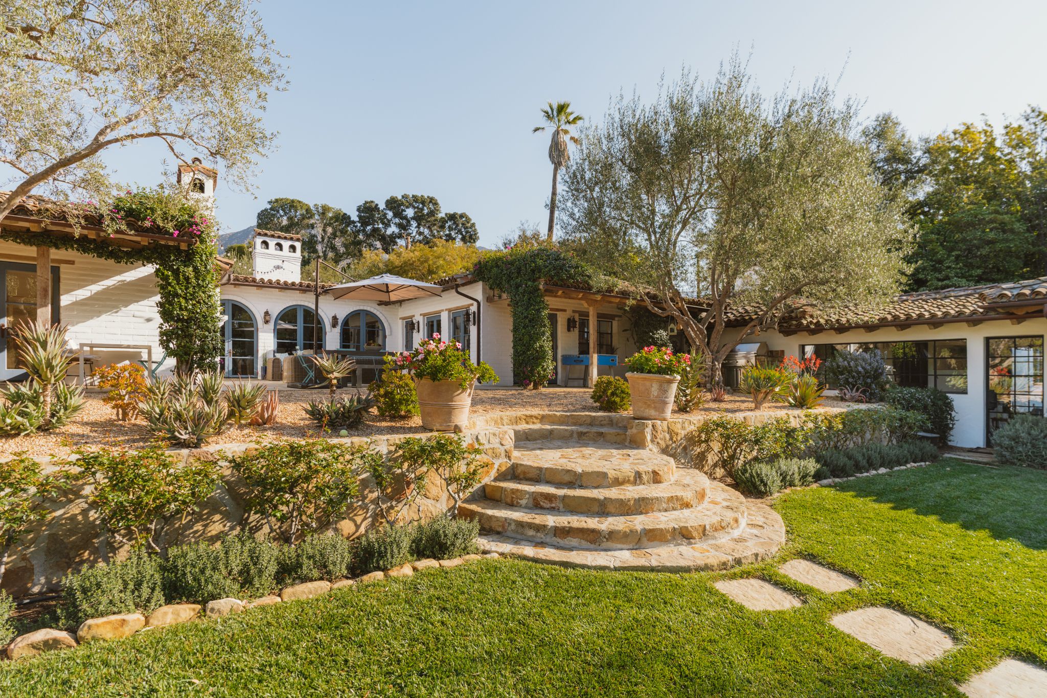 backyard patio with steps