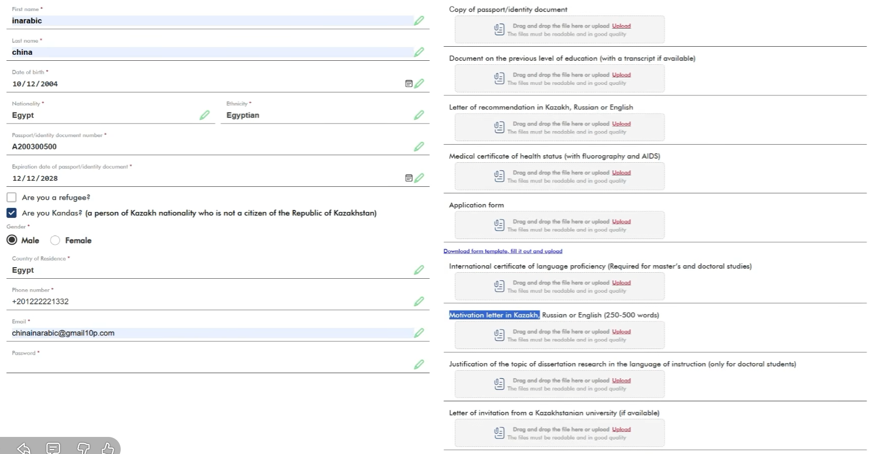 application kazakhstan
