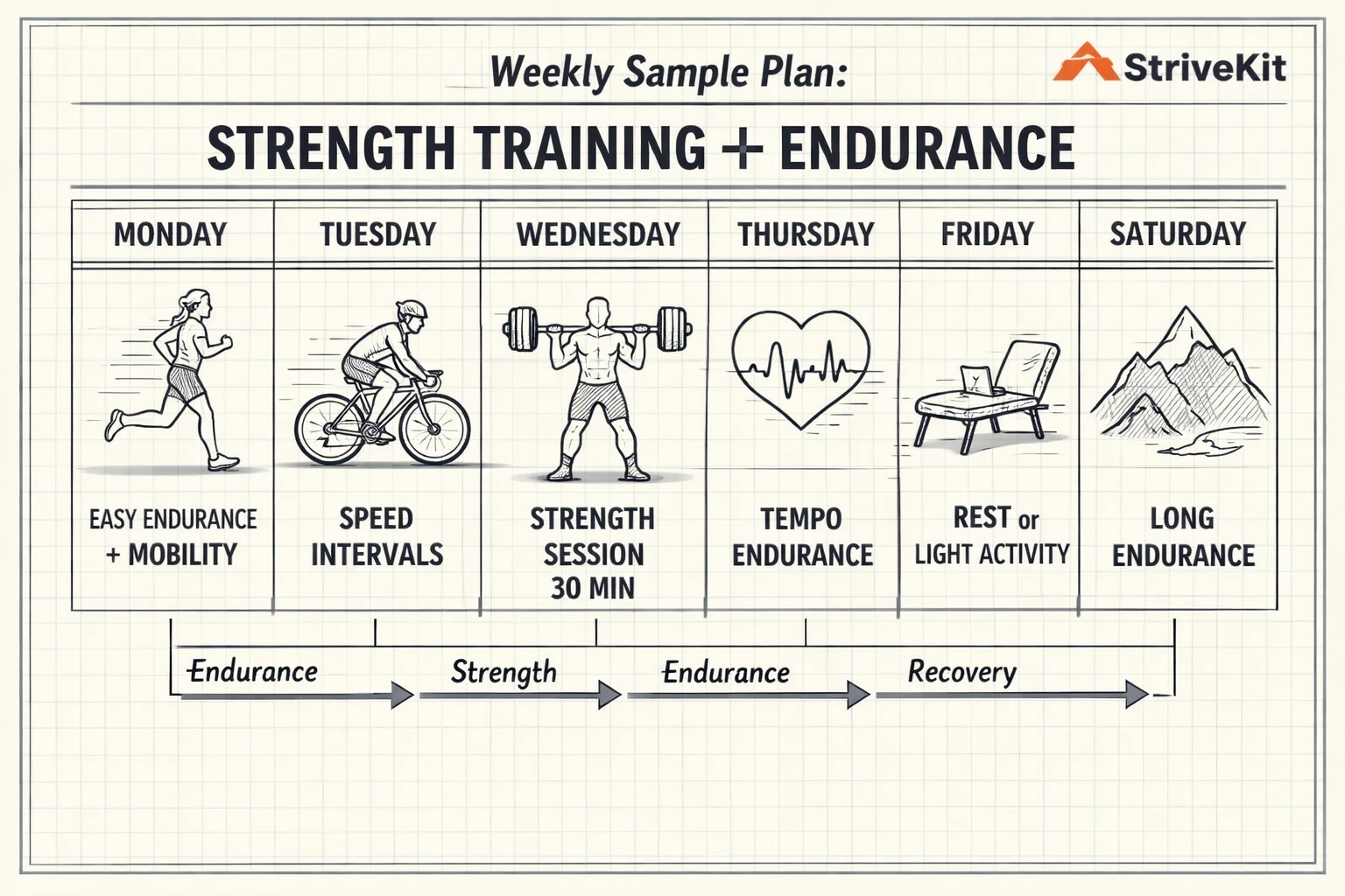 Weekly sample plan: strength training endurance