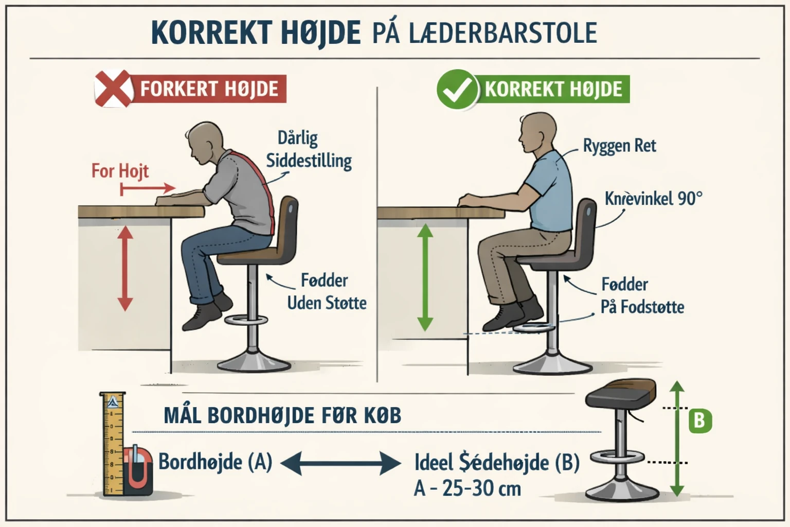 Mål, højde og ergonomi