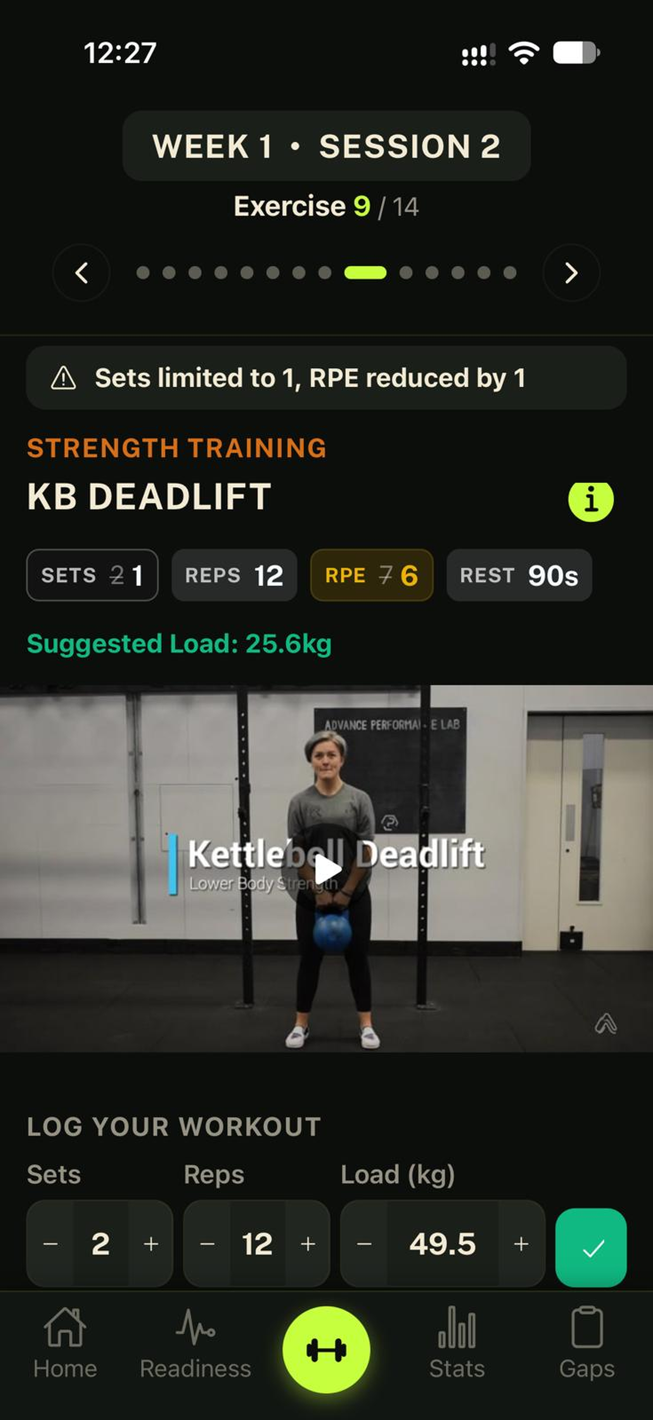 Video-Led Exercises in the Matchfit Pro app