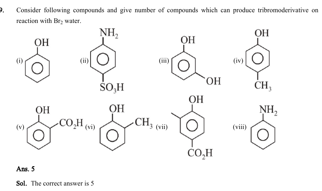 Question 9 compounds, answer and solution