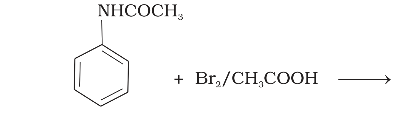 NCERT Exemplar Unit 13 Q32 printed reaction: acetanilide + Br2/CH3COOH