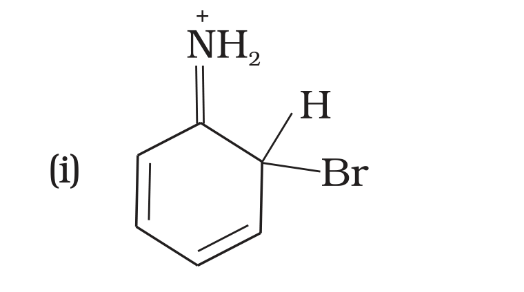NCERT Exemplar Unit 13 Q33 option (i) sigma complex, charge on ring carbon
