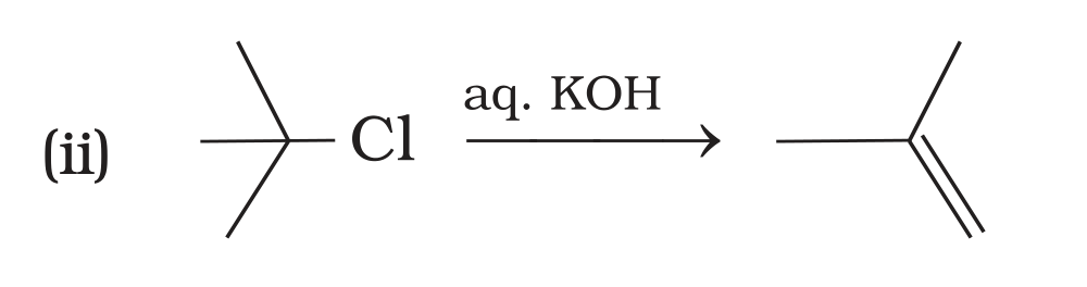 NCERT Exemplar Unit 13 Q35 option (ii) tert-butyl chloride + aq. KOH