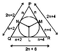 Question diagram: In a ∆ P Q R , P is the largest angle and cos P = 1 3 . Furt