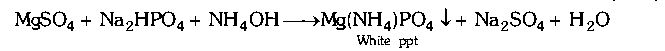 Question diagram: MgSO 4 ​ on reaction with NH 4 ​ OH and Na 2 ​ HPO 4 ​ forms