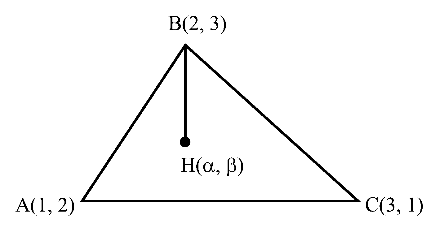 Question diagram: If the orthocentre of the triangle, whose vertices are 1 , 2