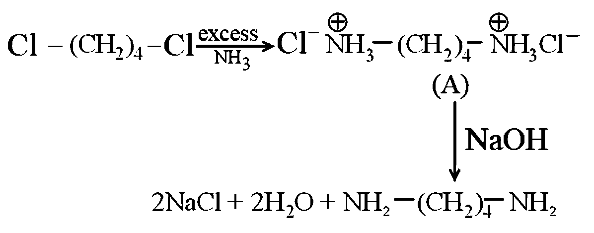 Question diagram: Identify B formed in the reaction. Cl - CH 2 4 - Cl → excess