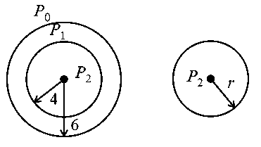 Question diagram: A small soap bubble of radius 4cm is trapped inside another