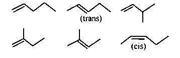 Question diagram: The number of acyclic structural isomers (including geometri