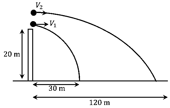 Question diagram: A ball of mass 200 g rests on a vertical post of height 20 m
