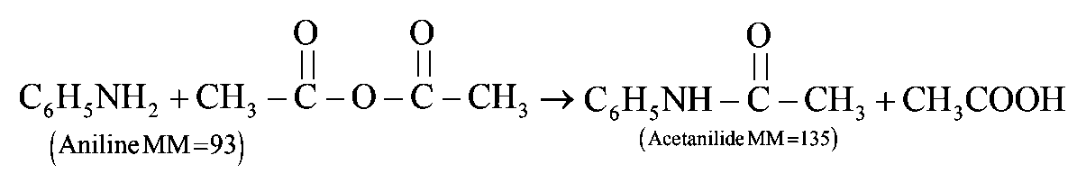 Question diagram: 9 . 3 g of aniline is subjected to reaction with excess of a