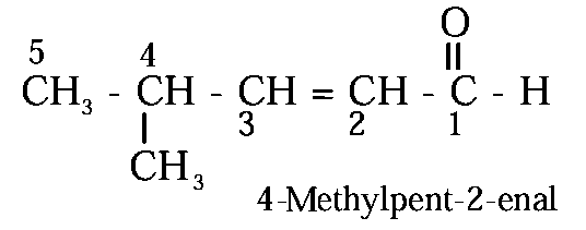 Question diagram: Structure of 4 - Methylpent - 2 - enal is: