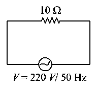 Question diagram: A 10 Ω resistance is connected across 220 V - 50 Hz AC suppl