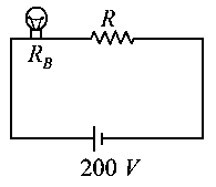 Question diagram: An electric bulb rated as 200 W at 100 V is used in a circui