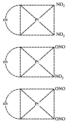 Question diagram: The number of isomers possible for Pt en NO 2 2 is: