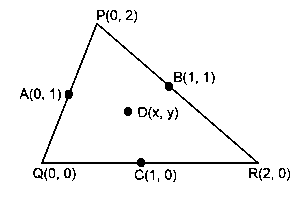 Question diagram: Let A ( 0 , 1 ) , B ( 1 , 1 ) and C ( 1 , 0 ) be the mid-poi