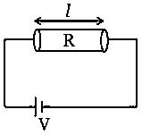Question diagram: When 5 V potential difference is applied across a wire of le