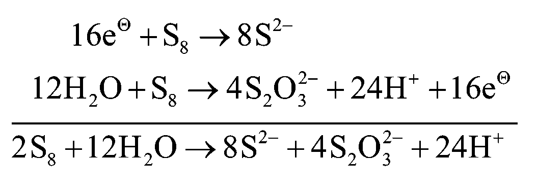 Question diagram: The reaction of sulphur in alkaline medium is given below: S