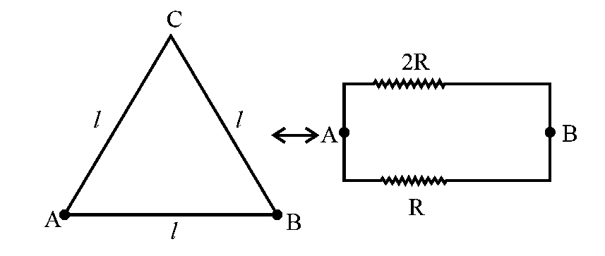 Question diagram: A uniform metallic wire has a resistance of 18 Ω and is bent