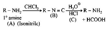 Question diagram: Compound A is converted to B on reaction with CHCl 3 and KOH