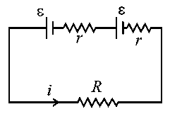 Question diagram: The combination of two identical cells, whether connected in