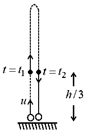 Question diagram: A ball is thrown up vertically with a certain velocity so th