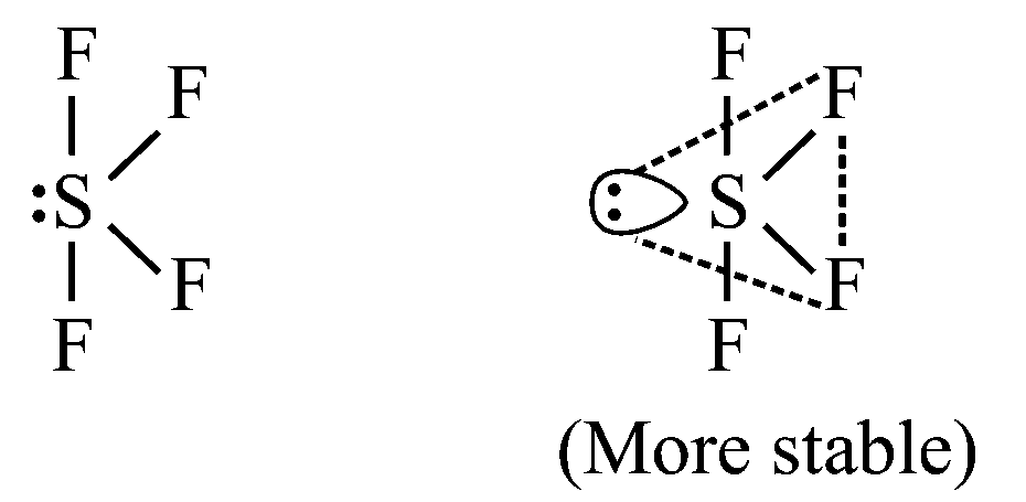 Question diagram: In the structure of SF 4 , the lone pair of electrons on S i