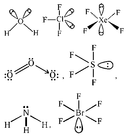 Question diagram: Number of compounds with one lone pair of electrons on centr