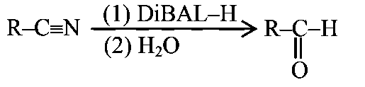 Question diagram: R - CN ( i ) DIBAL - H ( ii ) H 2 O ⟶ R - Y Consider the abo