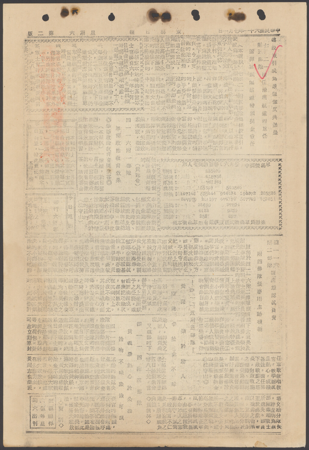 奉核定本站特約茶室軍士官部自六十一年七月一日起合併營業-東湧日報