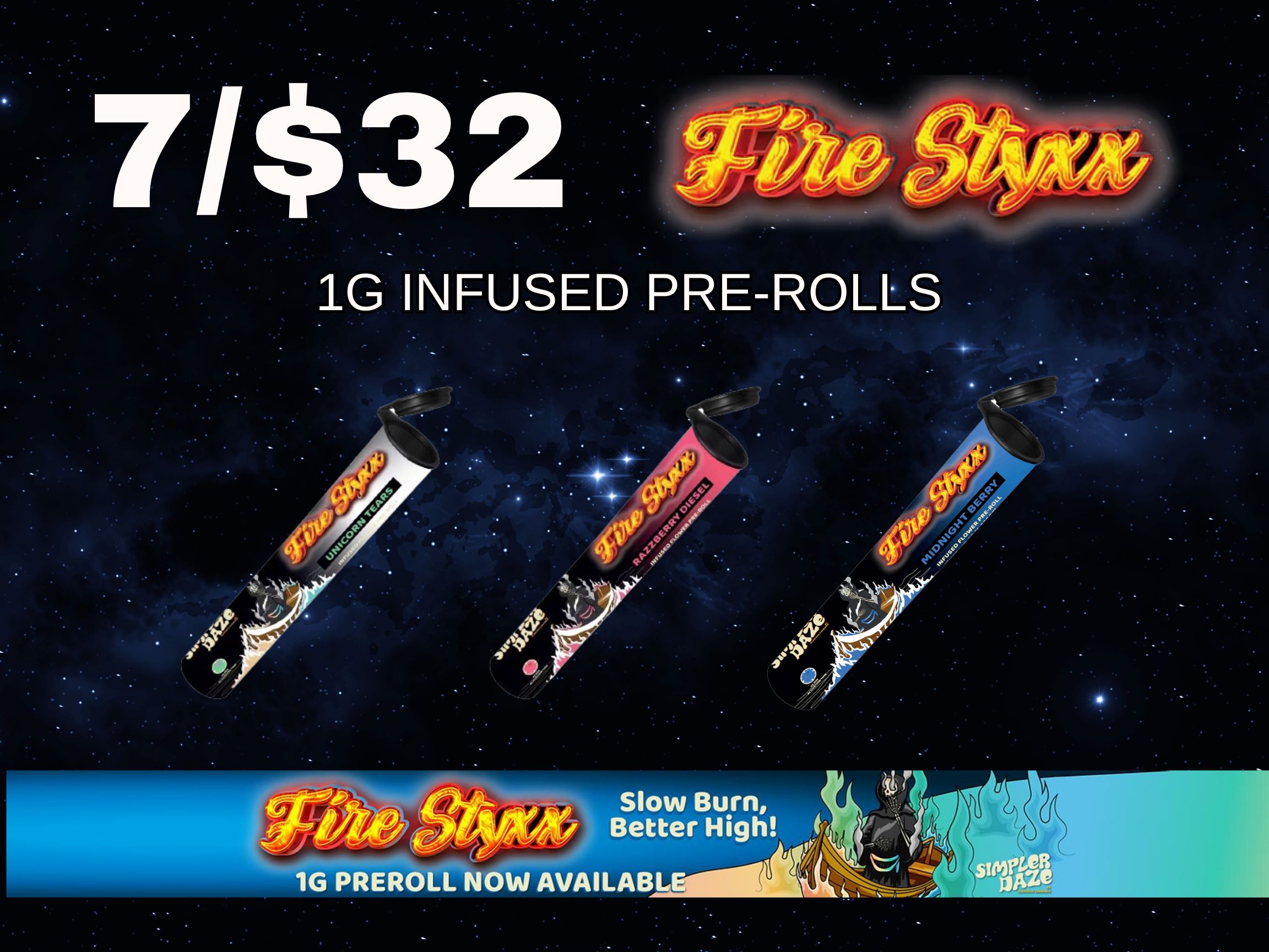 7/$32 - Firestyxx 1g Infused Pre-Rolls