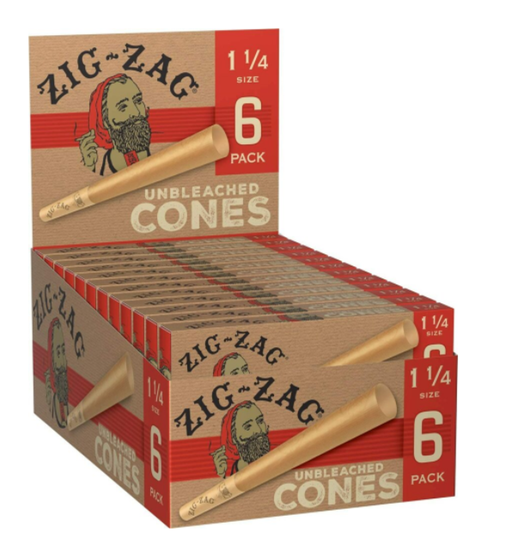 Zig Zag Unbleached Cones 6pk - Regular
