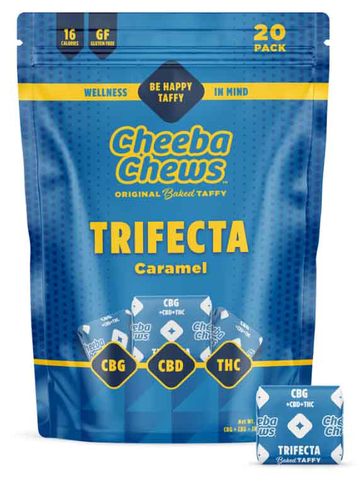 Cheeba Chews Wax Wrap - 20-Pack - Caramel Trifecta Taffy | 250mg THC : 250mg CBD : 250mg CBG