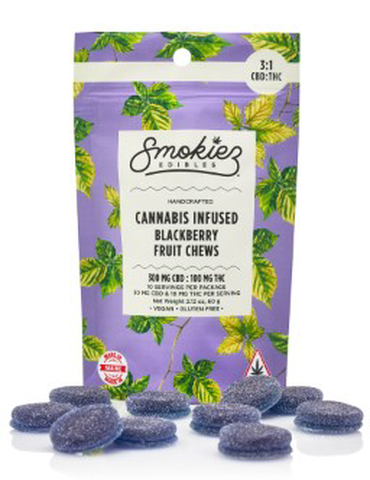 Blackberry CBD:THC 3:1 Fruit Chews - Smokiez - Edibles