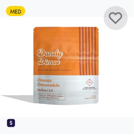 DANDY DIMES - 2000mg ORANGE DREAMSICLE GUMMIES