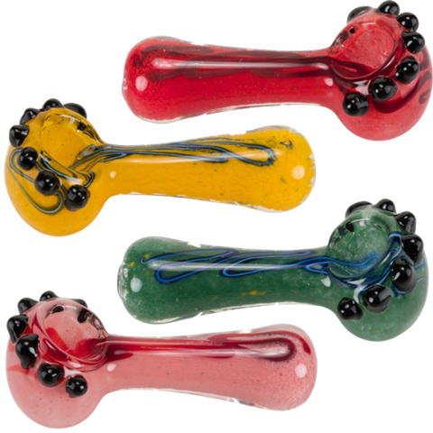 4" Frit & Multi Marbles Glass hand Pipe