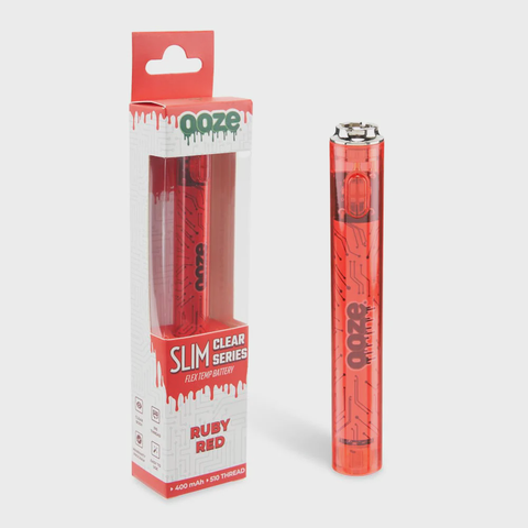 Slim Clear Series Battery (510 Thread) (400 mAh) - - Ruby Red
