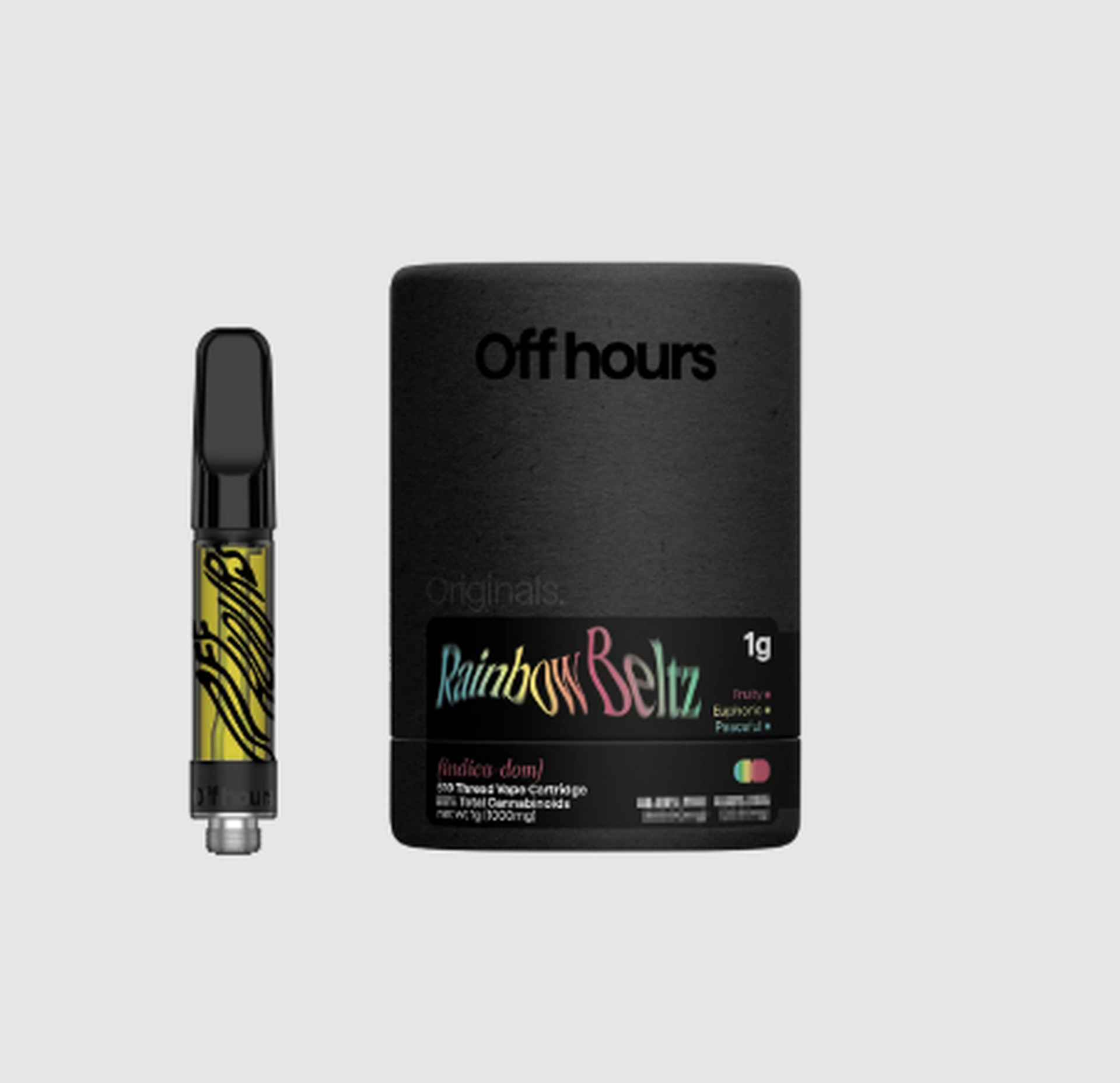 off hours - Rainbow Beltz Indica-Dominant Hybrid 510 Cartridge - 1g