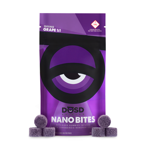 DOSD - 1000mg NANO BITES GRAPE 1:1 THC/CBD