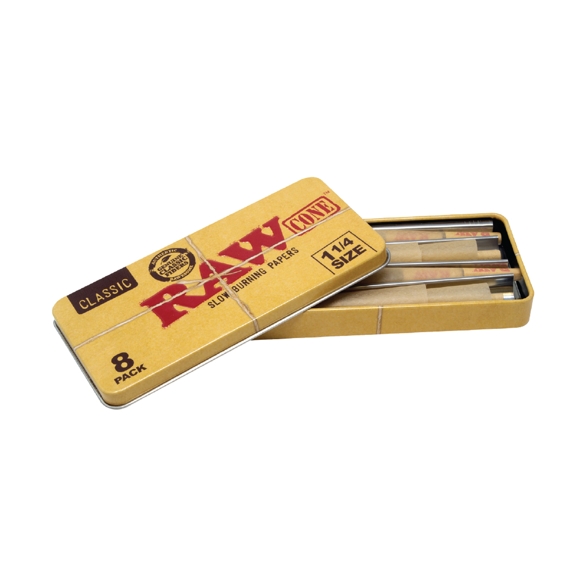 Raw 1 1/4 Cone 8 Pack Tin