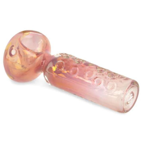 Gold Fumed Pink and Orange Spoon Hand Pipe-5"