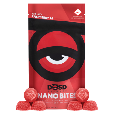 DOSD Nano Bites | Red Raspberry 1:1 THC:CBD 100mg Rec