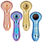 Skull and Leaves - Assorted Colors - 4" Spoon Pipe