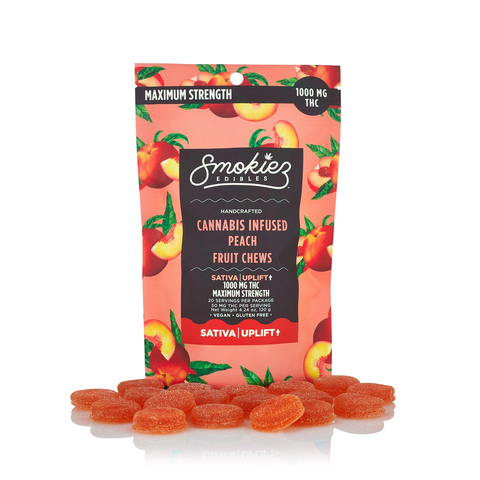 SMOKIEZ - 1000MG PEACH - MAXIMUM STRENGTH FRUIT CHEWS