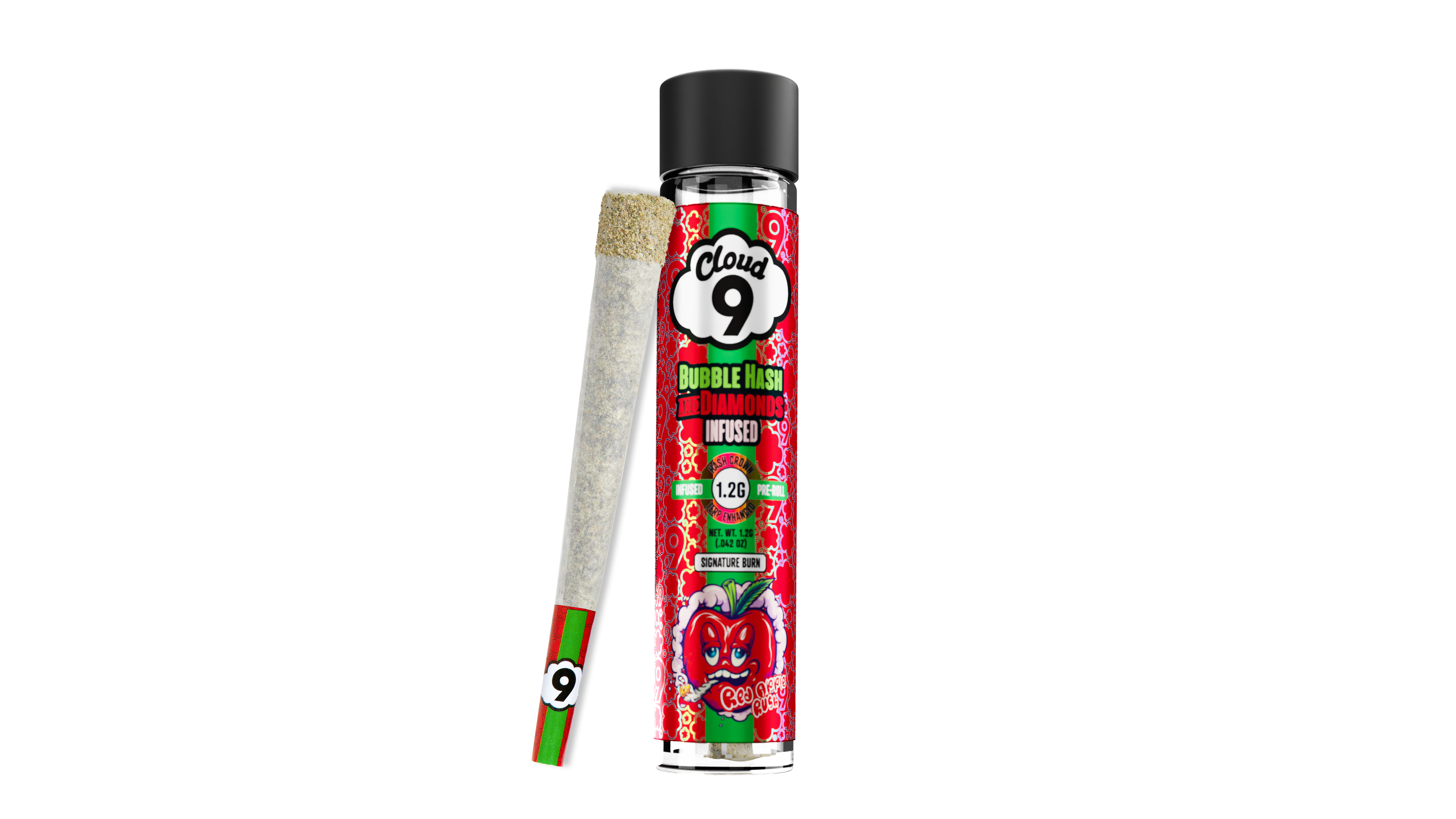 Cloud 9 - Red Apple Rush Bubble Hash and Diamond Infused Pre-Roll 1.2g
