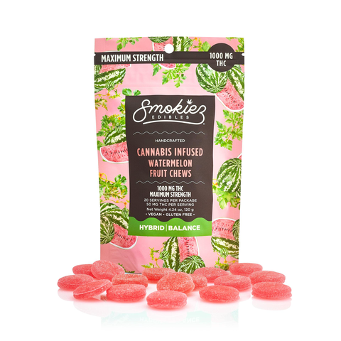 SMOKIEZ - 1000MG WATERMELON - MAXIMUM STRENGTH FRUIT CHEWS