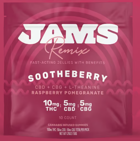 JAMS - Sootheberry - 10 Pack 2:1:1 THC:CBD:CBG - Fast Acting Hybrid Gummies